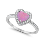 Halo Dazzling Heart Promise Ring Round Simulated CZ 925 Sterling Silver