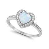 Halo Dazzling Heart Promise Ring Round Simulated CZ 925 Sterling Silver