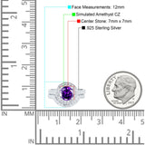 Two Piece Halo Ring Band Bridal Set Round Simulated Cubic Zirconia 925 Sterling Silver