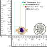 Two Piece Halo Ring Band Bridal Set Round Simulated Cubic Zirconia 925 Sterling Silver