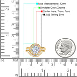Two Piece Halo Ring Band Bridal Set Round Simulated Cubic Zirconia 925 Sterling Silver