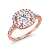 Solitaire Accent Wedding Ring Round Simulated CZ 925 Sterling Silver