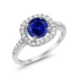 Solitaire Accent Wedding Ring Round Simulated CZ 925 Sterling Silver