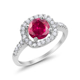 Solitaire Accent Wedding Ring Round Simulated CZ 925 Sterling Silver