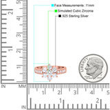 Flower Solitaire Wedding Engagement Ring Simulated Cubic Zirconia 925 Sterling Silver