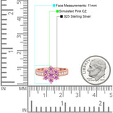 Flower Solitaire Wedding Engagement Ring Simulated Cubic Zirconia 925 Sterling Silver