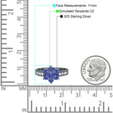 Flower Solitaire Wedding Engagement Ring Simulated Cubic Zirconia 925 Sterling Silver