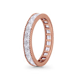 Full Eternity Wedding Band Ring Simulated CZ 925 Sterling Silver