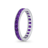 Full Eternity Wedding Band Ring Simulated CZ 925 Sterling Silver