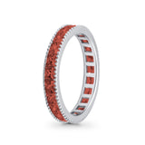 Full Eternity Wedding Band Ring Simulated CZ 925 Sterling Silver