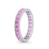Full Eternity Wedding Band Ring Simulated CZ 925 Sterling Silver
