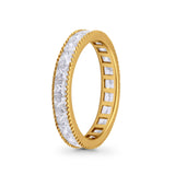 Full Eternity Wedding Band Ring Simulated CZ 925 Sterling Silver