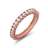 Eternity Wedding Band Rings Round Simulated CZ 925 Sterling Silver