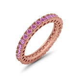 Eternity Wedding Band Rings Round Simulated CZ 925 Sterling Silver