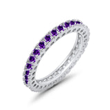 Eternity Wedding Band Rings Round Simulated CZ 925 Sterling Silver