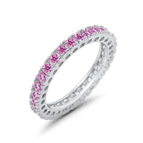 Eternity Wedding Band Rings Round Simulated CZ 925 Sterling Silver