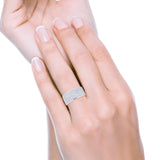 Half Eternity Wedding Rings Band 6 Row Pave Simulated CZ 925 Sterling Silver