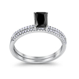 Solitaire Accent Wedding Piece Ring Simulated Cubic Zirconia 925 Sterling Silver