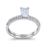 Solitaire Accent Wedding Piece Ring Simulated Cubic Zirconia 925 Sterling Silver