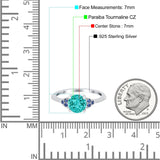 Art Deco Wedding Engagement Bridal Ring Round Simulated Blue Sapphire Cubic Zirconia 925 Sterling Silver