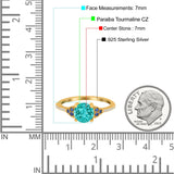 Art Deco Wedding Engagement Bridal Ring Round Simulated Blue Sapphire Cubic Zirconia 925 Sterling Silver