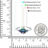 Art Deco Wedding Engagement Bridal Ring Round Simulated Blue Sapphire Cubic Zirconia 925 Sterling Silver