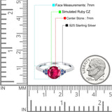 Art Deco Wedding Engagement Bridal Ring Round Simulated Blue Sapphire Cubic Zirconia 925 Sterling Silver