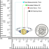Art Deco Wedding Engagement Bridal Ring Round Simulated Blue Sapphire Cubic Zirconia 925 Sterling Silver