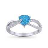 Engagement Heart Promise Ring Simulated Cubic Zirconia 925 Sterling Silver