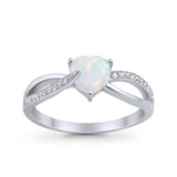 Engagement Heart Promise Ring Simulated Cubic Zirconia 925 Sterling Silver