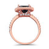 Halo Wedding Ring Cushion Cut Round Simulated Cubic Zirconia 925 Sterling Silver