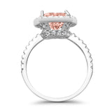 Halo Wedding Ring Cushion Cut Round Simulated Cubic Zirconia 925 Sterling Silver