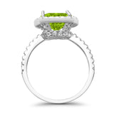 Halo Wedding Ring Cushion Cut Round Simulated Cubic Zirconia 925 Sterling Silver
