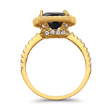 Halo Wedding Ring Cushion Cut Round Simulated Cubic Zirconia 925 Sterling Silver