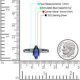 Marquise Solitaire Accent Dazzling Wedding Engagement Ring Round Simulated Cubic Zirconia 925 Sterling Silver