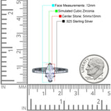 Marquise Solitaire Accent Dazzling Wedding Engagement Ring Round Simulated Cubic Zirconia 925 Sterling Silver