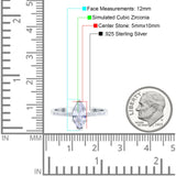 Marquise Solitaire Accent Dazzling Wedding Engagement Ring Round Simulated Cubic Zirconia 925 Sterling Silver