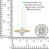 Marquise Solitaire Accent Dazzling Wedding Engagement Ring Round Simulated Cubic Zirconia 925 Sterling Silver