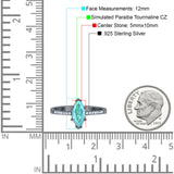 Marquise Solitaire Accent Dazzling Wedding Engagement Ring Round Simulated Cubic Zirconia 925 Sterling Silver