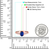 Engagement Ring Oval Simulated Cubic Zirconia Accent 925 Sterling Silver