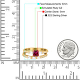 Princess Cut Bridal Ring Set with Cubic Zirconia  & Sterling Silver