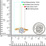 Art Deco Wedding Bridal Engagement Ring Round Simulated Cubic Zirconia 925 Sterling Silver
