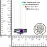 Wedding Engagement Band Piece Ring Round Simulated CZ 925 Sterling Silver