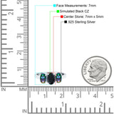 Three Stone Engagement Ring Oval Cut Rainbow Simulated Cubic Zirconia 925 Sterling Silver