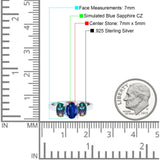 Three Stone Engagement Ring Oval Cut Rainbow Simulated Cubic Zirconia 925 Sterling Silver