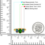 Three Stone Engagement Ring Oval Cut Rainbow Simulated Cubic Zirconia 925 Sterling Silver