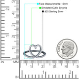 Heart Eternity Stackable Wedding Band Ring Round Simulated Cubic Zirconia 925 Sterling Silver