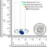 Oval Engagement Ring Simulated Cubic Zirconia 925 Sterling Silver