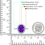 Accent Dazzling Engagement Ring Oval Simulated Cubic Zirconia 925 Sterling Silver