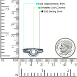 O Ring Band Set Open Circle Round Simulated Cubic Zirconia 925 Sterling Silver